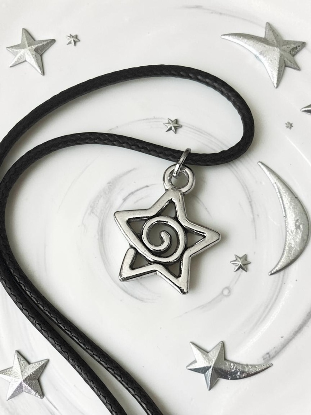 5 For $25💫Cosmic Silver Swirling Star Pendant